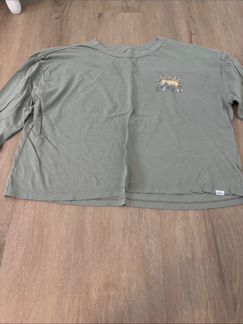 O'Neill Sage Green Long Sleeve Cropped Graphic Tee